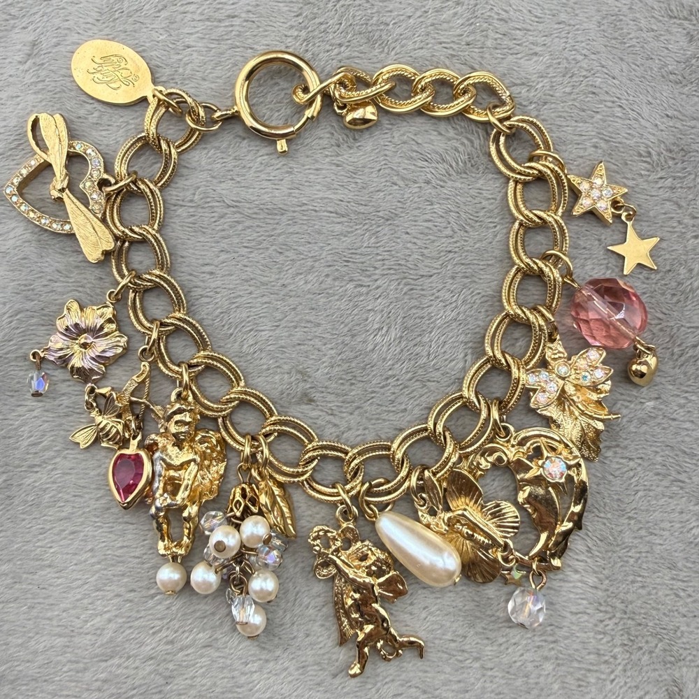 Vintage Kirks Folly Charm Bracelet Midsummer Nights Dream Butterfly 8.5"